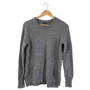 Halogen Cashmere Sweater Round Neck Slit Sides Size L Gray
